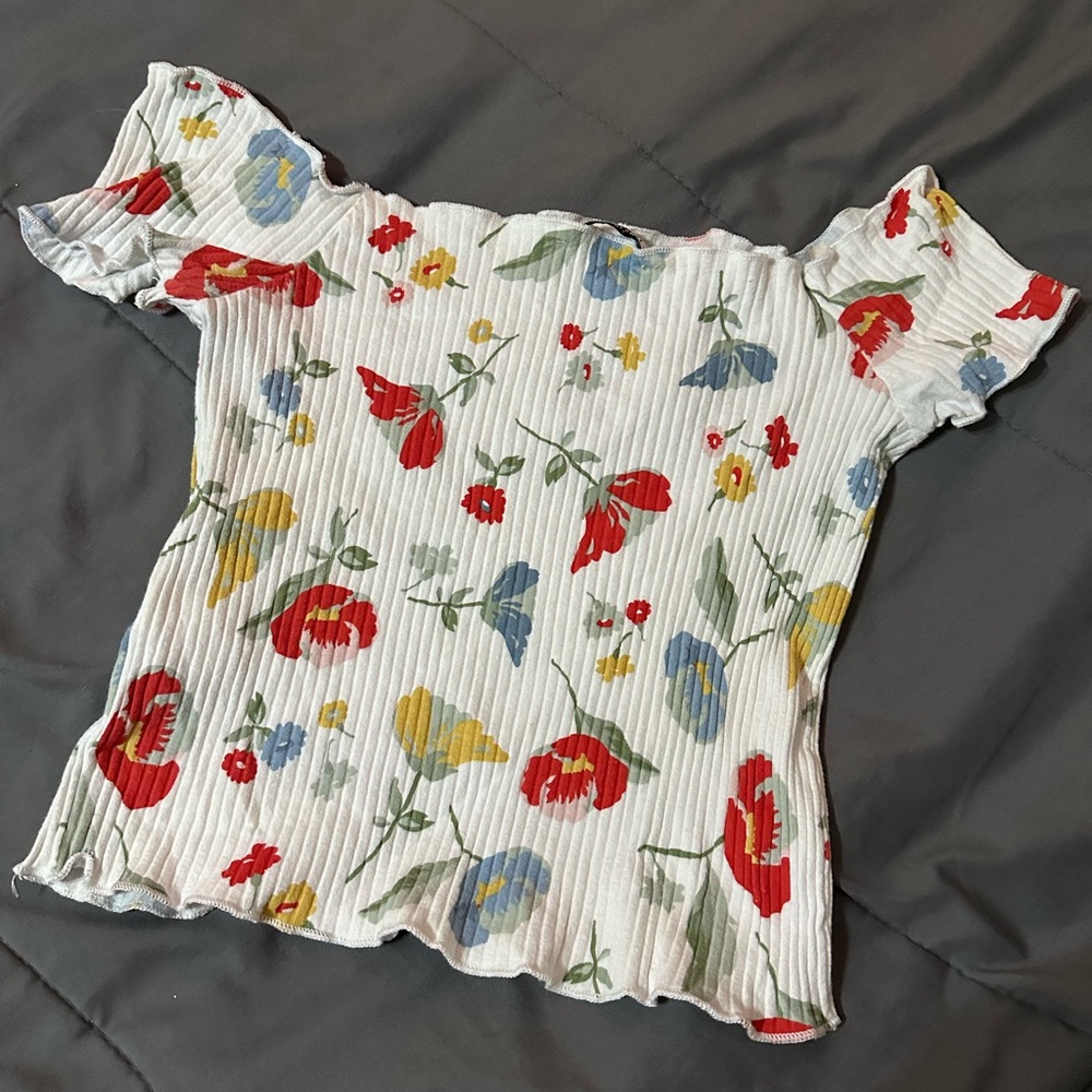 ZARA floral off shoulder shirt